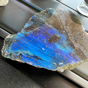 Bright blue and teal raw flashy labradorite